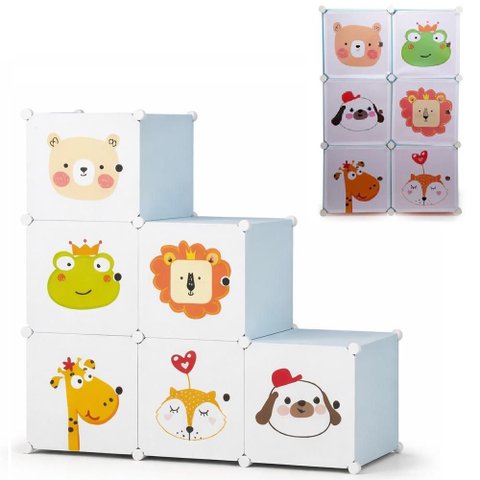 GUARDA ROUPA INFANTIL ARMARIO MODULAR 6 PORTAS MULTIUSO ORGANIZADOR BEBE BRINQUEDOS SAPATOS ESTANTE 