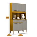 Ver imagem 3 de Armário de Cozinha 6 Portas e 1 Gaveta Valentina Cinza/Cinamomo/Acetinado