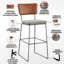 Ver imagem 4 de Banqueta Alta Cozinha Sala Jantar Fixa Allana L02 Couríssimo Camel Linho Bege - Lyam Decor