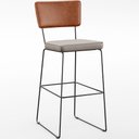 Ver imagem 1 de Banqueta Alta Cozinha Sala Jantar Fixa Allana L02 Couríssimo Camel Linho Bege - Lyam Decor