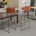 Ver imagem 2 de Banqueta Alta Cozinha Sala Jantar Fixa Allana L02 Couríssimo Camel Linho Bege - Lyam Decor