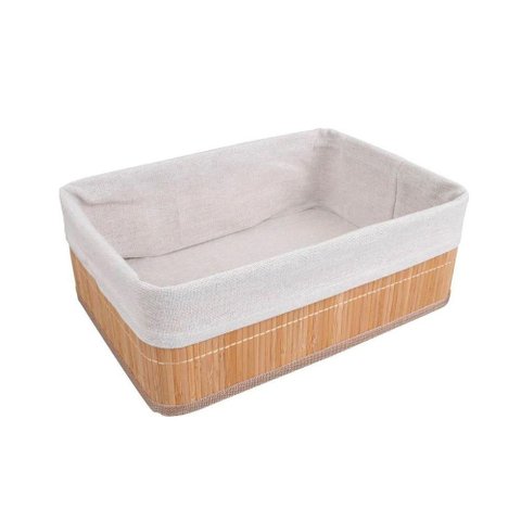 Cesto Multiuso Retangular de Bambu com Forro 29cm - Oikos