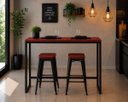 Ver imagem 2 de Mesa Jantar Aparador Bancada Alta Industrial 150x70cm Tampo Vermelho Pés Preto