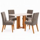Ver imagem 2 de Conjunto Sala de Jantar Mesa Manu 120cm Tampo MDF Canto Reto 4 Cadeiras Lily