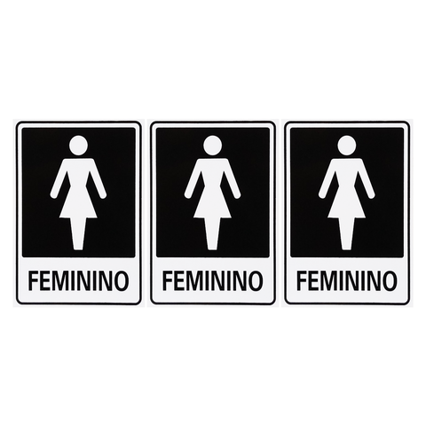 Combo 6 Placas De Sinalização Banheiro Feminino 15x20 Acesso - A-465 F9e