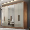 Guarda Roupa Casal Linea 6 Portas 8 Gavetas Cumaru 25 Fendi com Nicho e Espelho – Novo Horizonte - 2