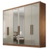 Guarda Roupa Casal Linea 6 Portas 8 Gavetas Cumaru 25 Fendi com Nicho e Espelho – Novo Horizonte - 1