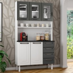 KIT Cozinha em Aço Colormaq Titanium 05 portas 04 gavetas com vidro – Branco/Grafite - 2
