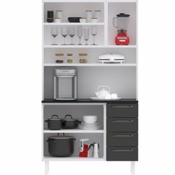 KIT Cozinha em Aço Colormaq Titanium 05 portas 04 gavetas com vidro – Branco/Grafite - 3