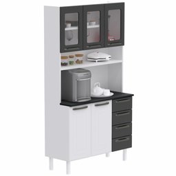 KIT Cozinha em Aço Colormaq Titanium 05 portas 04 gavetas com vidro – Branco/Grafite - 4