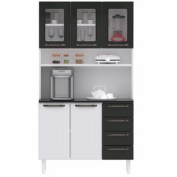 KIT Cozinha em Aço Colormaq Titanium 05 portas 04 gavetas com vidro – Branco/Grafite - 1