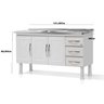 GABINETE DE COZINHA 100% AÇO PARA PIA 1.50 MT 3 PORTAS 3 GAVETAS -BRANCO -MARROART - 2