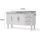 Ver imagem 2 de GABINETE DE COZINHA 100% AÇO PARA PIA 1.50 MT 3 PORTAS 3 GAVETAS -BRANCO -MARROART