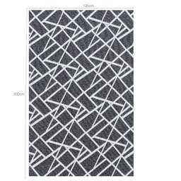 Tapete para Sala 135x200cm Geométrico Cinza Antiderrapante Jacquard Moderno Quarto - 3 Tapete para Sala 135x200cm Geométrico Cinza Antiderrapante Jacquard Moderno Quarto - 3