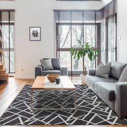 Tapete para Sala 135x200cm Geométrico Cinza Antiderrapante Jacquard Moderno Quarto - 4 Tapete para Sala 135x200cm Geométrico Cinza Antiderrapante Jacquard Moderno Quarto - 4