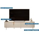 Ver imagem 4 de Rack Bancada P/ Tv até 75 Pol Celine 100% Mdf C/ Pés 241x57cm Off White/off White - Dj Móveis