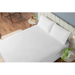 Jogo de Cama de Solteiro 2 pç Lençol Laura Percal de Microfibra Liso Branco - 1