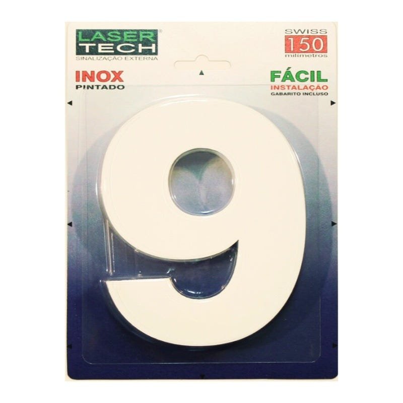 Números Inox Branco - Para Fachadas - 15cm - (Nº 9) - 1