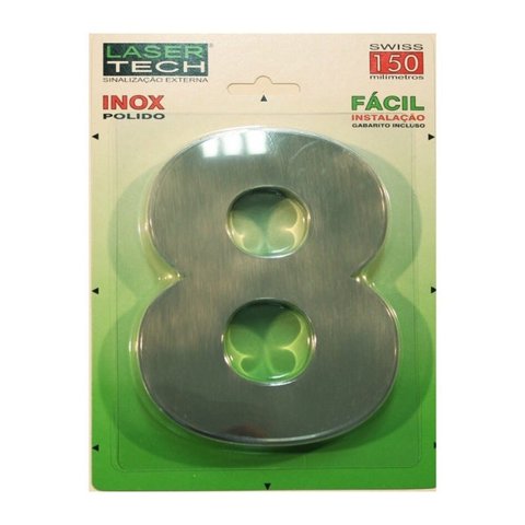 Números Inox (algarismos) - Para Fachadas - 15cm - (Nº 8)