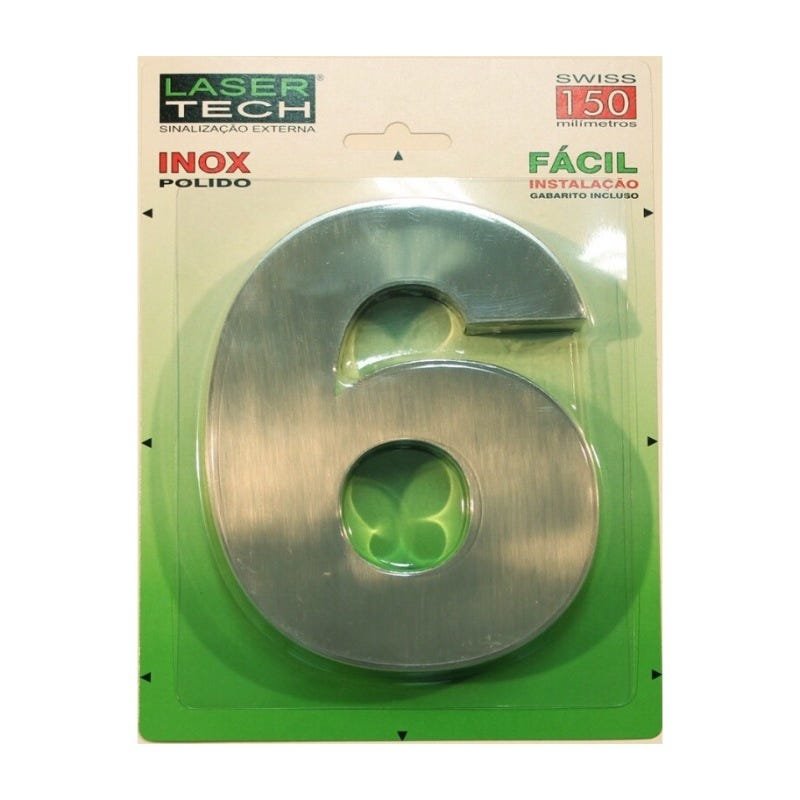 Números Inox (algarismos) - Para Fachadas - 15cm - (Nº 6)