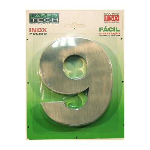 Números Inox (algarismos) - Para Fachadas - 15cm - (Nº 9)