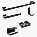 Ver imagem 1 de Kit Acessório para Banheiro Preto 5 Peças C/suporte Celular