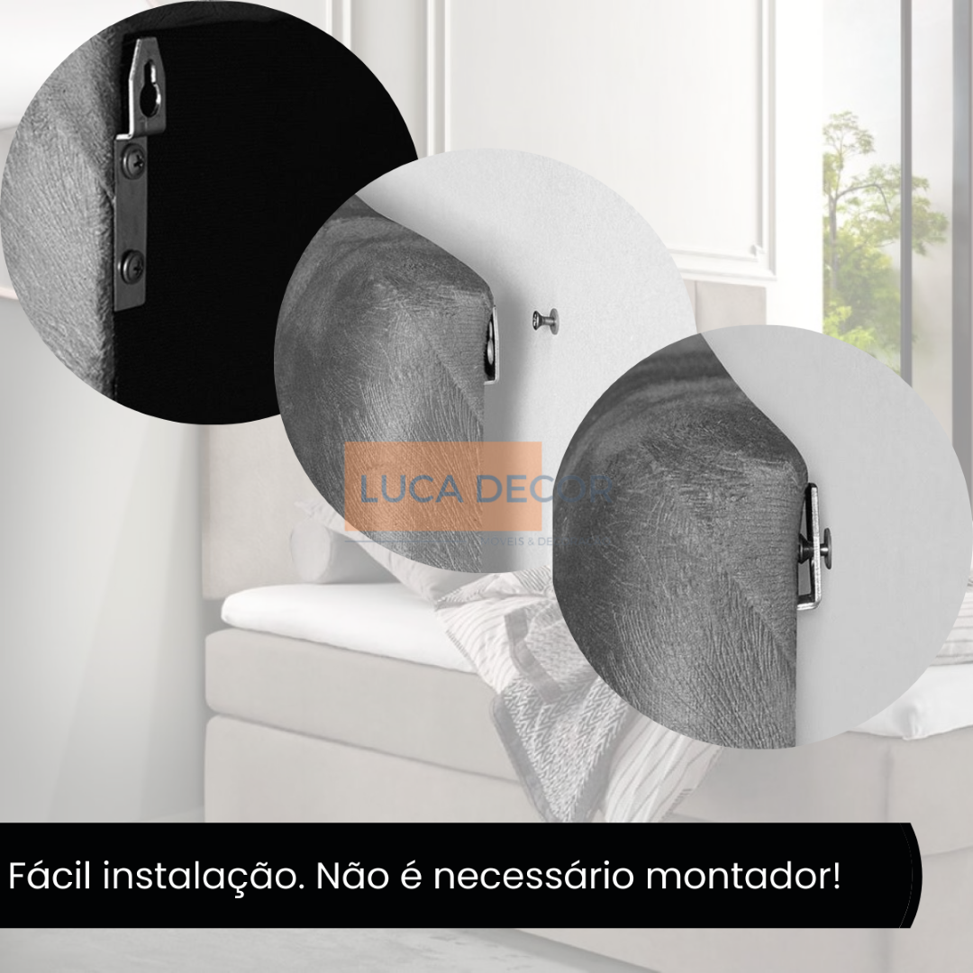 Conjunto Cabeceira De Cama Solteiro Suspensa Várias Cores:Suede Bege - 7