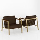 Ver imagem 3 de Kit 02 Poltronas Estofadas Pomezia Industrial Dourado/sd Marrom - M.a Dourado/suede Marrom