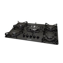 Fogão Cooktop À Gás 5 Bocas Quadrichamas Black Braslar - 1