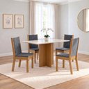 Ver imagem 1 de Conjunto Sala de Jantar Mesa Lana 120cm Tampo MDF Canto Reto 4 Cadeiras Evelin