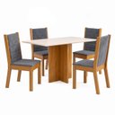 Ver imagem 2 de Conjunto Sala de Jantar Mesa Lana 120cm Tampo MDF Canto Reto 4 Cadeiras Evelin