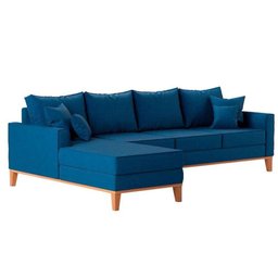 Sofá 4 Lugares Beny com Chaise Esquerdo Linho Azul - 3