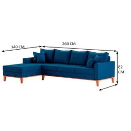 Sofá 4 Lugares Beny com Chaise Esquerdo Linho Azul - 4