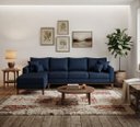 Ver imagem 1 de Sofá 4 Lugares Beny com Chaise Esquerdo Linho Azul