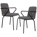 Ver imagem 1 de Kit 02 Cadeiras Estofada para Sala de Jantar com Braço Loft Preto C01 Linho Fendi Cinza - Lyam