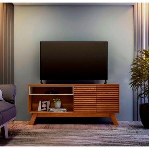 Rack Camboriú 160Cm Para Tv Até 65" Freijo Com Off White