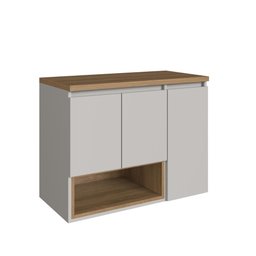 Gabinete de Banheiro Suspenso 80cm Cecília com 03 Portas e 01 Nicho Mel/arenas sem Cuba - 2