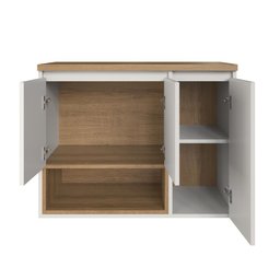 Gabinete de Banheiro Suspenso 80cm Cecília com 03 Portas e 01 Nicho Mel/arenas sem Cuba - 3