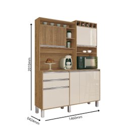 Armario Smart Cozinha 5 Portas Ripado 2 Gavetas Várias Cores:off White - 3