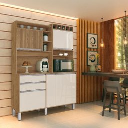 Armario Smart Cozinha 5 Portas Ripado 2 Gavetas Várias Cores:off White - 2