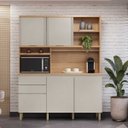 Ver imagem 1 de Armário de Cozinha 163 Cm 5 Portas 2 Gavetas Jequitibá Gris