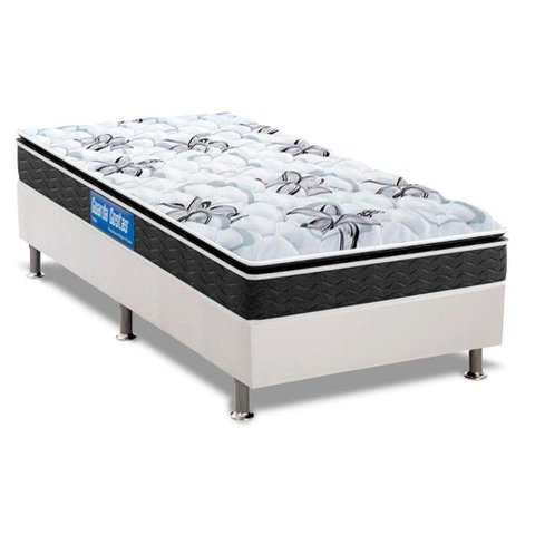 Cama Box Solteiro: Colchão Espuma Probel D40 Guarda Costas Premium Hiper Firme + Base White(88x188)