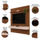 Ver imagem 3 de Painel para Tv 75 Pol Ripado com Bancada Suspensa 223x240cm Pratisk D04 Freijó/off White - Mpozenato