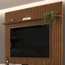 Ver imagem 6 de Painel para Tv 75 Pol Ripado com Bancada Suspensa 223x240cm Pratisk D04 Freijó/off White - Mpozenato
