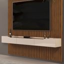 Ver imagem 7 de Painel para Tv 75 Pol Ripado com Bancada Suspensa 223x240cm Pratisk D04 Freijó/off White - Mpozenato