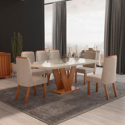 Sala de Jantar 160x80 6 Cadeiras Bom Pastor Aurora