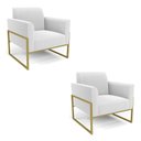 Ver imagem 1 de Poltrona Sala Estar Industrial Alta Dourado Kit 2 Marisa Bouclê D03 - D’Rossi