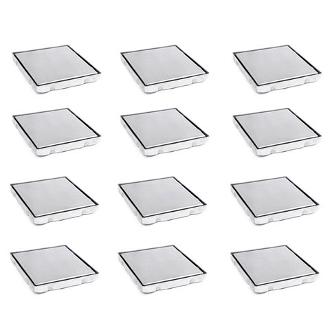Ralo Oculto 15x15 Inox Invisivel Kit 12 Unidades Banheiro Lavabo Anti Odor Cozinha Lavanderia Varand