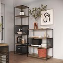 Ver imagem 1 de Conjunto Sala com 2 Estantes em Aço Estilo Industrial Cor:mel com Preto