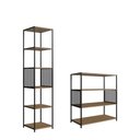 Ver imagem 2 de Conjunto Sala com 2 Estantes em Aço Estilo Industrial Cor:mel com Preto